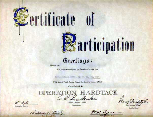 Hardtack Certificate